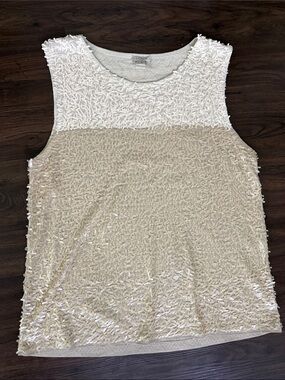 J. Crew White and Cream Sequin Tank Top